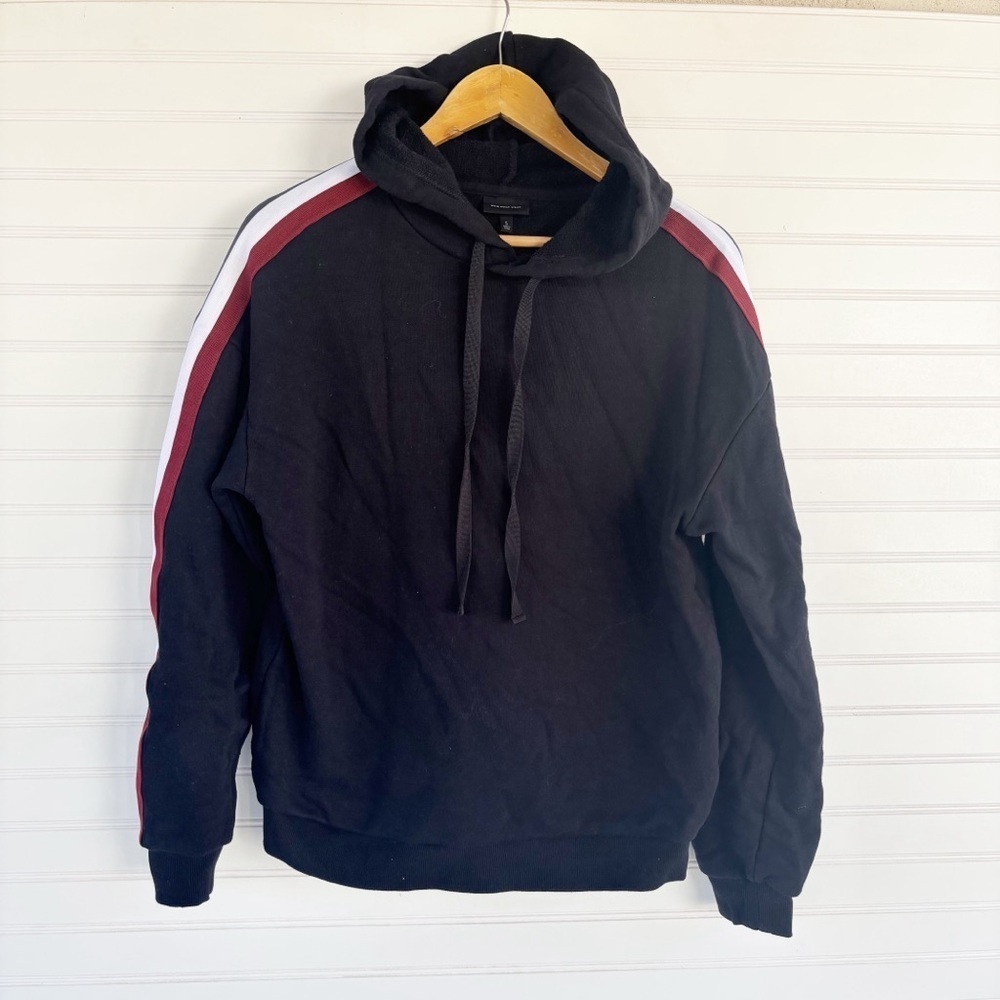 Black Hoodie with Red and White Stripes